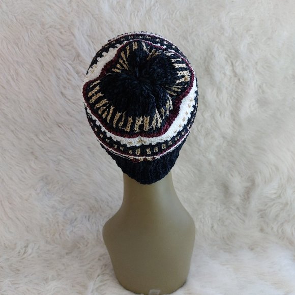 Bebe Women's Navy and Gold Knitted Hat One Size Fit All - Picture 4 of 7